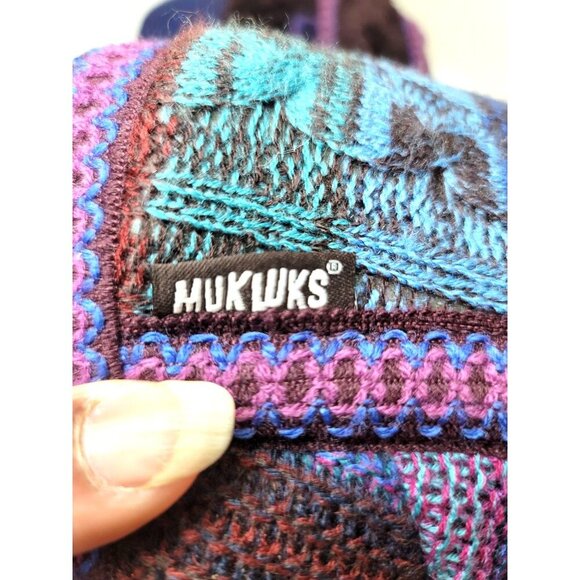 Muk Luks Handcrafted Wool Slippers With Faux Fur Lining & Pom Poms - Purple & Pi - Picture 9 of 10